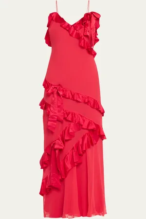 LOVESHACKFANCY Rialto Silk Ruffle Maxi Dress