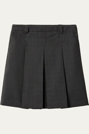 Miu Miu Check Pleated Wool Skirt