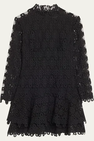 Simkhai Joy Guipure Lace Long-Sleeve Mini Dress
