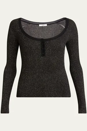 Chloé Metallic Knit Henley Top