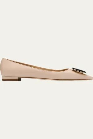 Manolo Blahnik Chiaran Leather Buckle Ballerina Flats