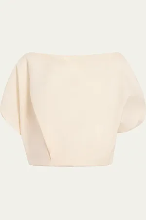 Khaite Niles Cap-Sleeve Crop Silk Top