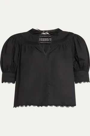 ULLA JOHNSON Dylan Lace-Inset Cotton Top