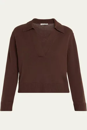 Simkhai Long-Sleeve Cashmere-Blend Polo Sweater