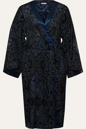 Hanro Marlene Damask-Print Kimono Robe