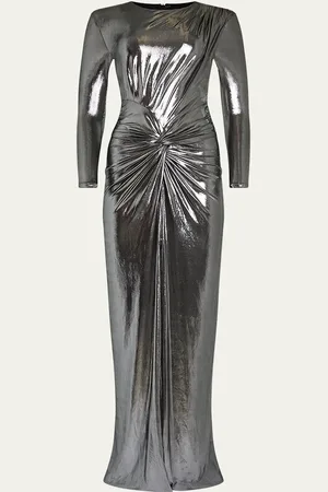 Retrofete Fenella Metallic Long-Sleeve Twist Dress