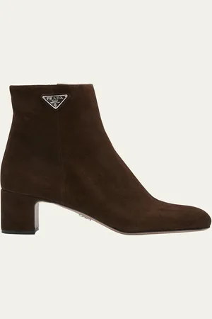 Prada Suede Block-Heel Ankle Booties
