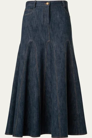 AKRIS Cotton Wool Denim Midi Skirt