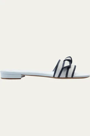 ALEXANDRE BIRMAN Raffia Knot Flat Slide Sandals