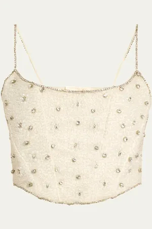 LOVESHACKFANCY Minto Embellished Corset Top