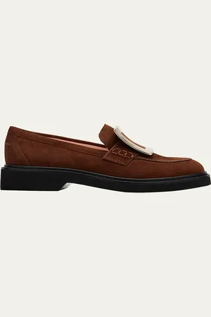 Roger Vivier Viv Rangers Suede Buckle Loafers