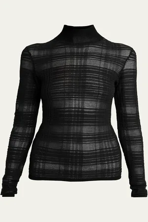 Proenza Schouler Stefanie Plaid Knit Turtleneck Sweater