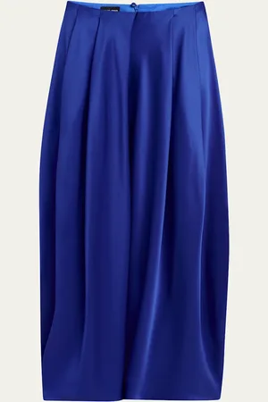 Giorgio Armani Double Silk Satin Pleated Midi Skirt