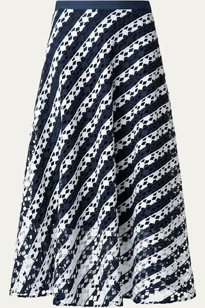 AKRIS Two-Tone Lace Midi Skirt