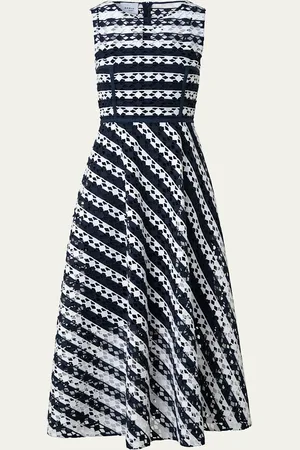 AKRIS Dot Cut-Out Guipure Fit-Flare Midi Dress