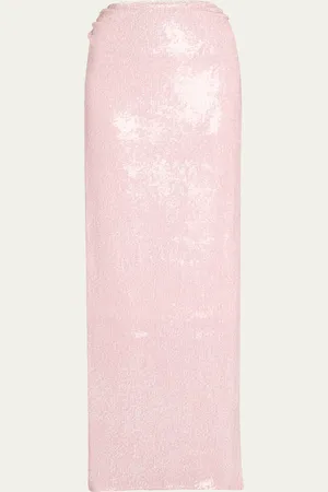 DRIES VAN NOTEN Ruched Sequin Maxi Skirt