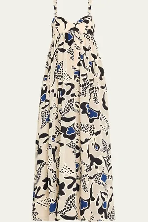 ULLA JOHNSON Leilani Abstract-Print Applique Sweetheart Gown