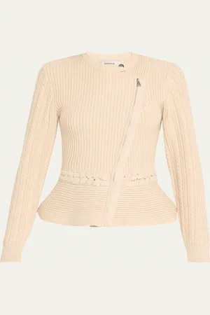 Simkhai Andi Mixed-Knit Cotton Peplum Jacket