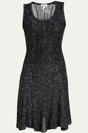 Alaïa Sequined Fit-Flare Knit Mini Dress