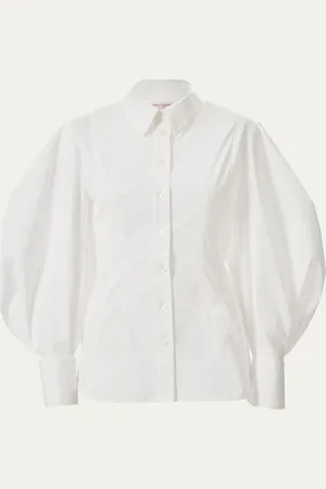 Carolina Herrera Full-Sleeve Cotton Button-Down Top