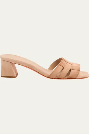 santoni Venere Caged Suede Block-Heel Sandals
