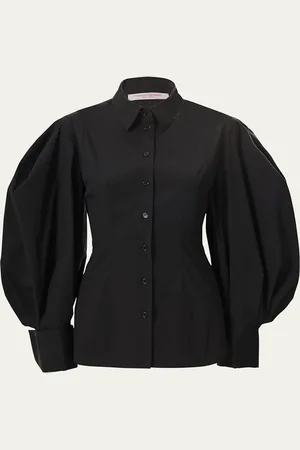 Carolina Herrera Full-Sleeve Cotton Button-Down Top