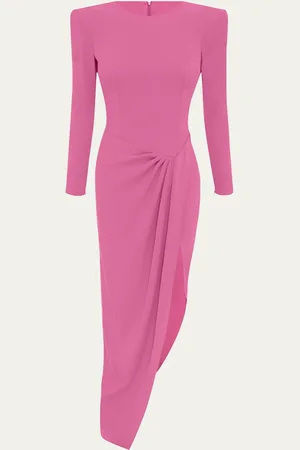 ALEX PERRY Asymmetrical Longline Drape Crepe Gown