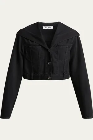 Alaïa Hooded Denim Cropped Trucker Jacket