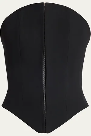 Alexander McQueen Curved Strapless Zip-Front Bustier Top