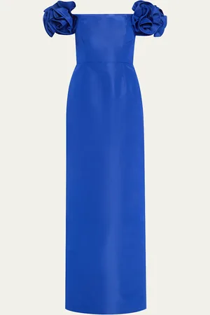 Carolina Herrera Off-Shoulder Flower Column Gown