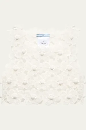 Prada Floral Embroidered Crop Top