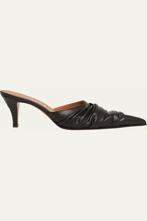 Alexander McQueen Ruched Leather Mule Pumps