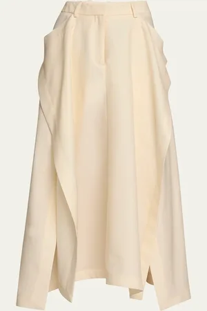 Heirlome Jacinta Draped Silk-Wool Midi Skirt
