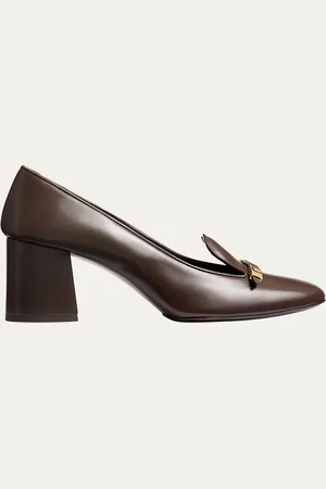 Khaite Elio Leather Buckle Loafer Pumps