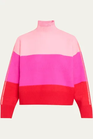 Christopher John Rogers Colorblock Brushed Oversized Turtleneck Wool Sweater