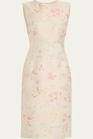 PRABAL GURUNG Floral Brocade Sheath Midi Dress