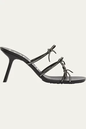 Loewe Petal Leather Crystal Bow Strappy Sandals