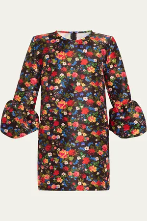 Kika Vargas Florence Floral Long-Sleeve Short Dress