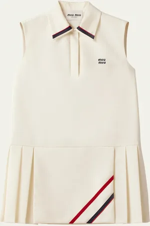 Miu Miu Mini Pleated Shift Polo Mohair Dress