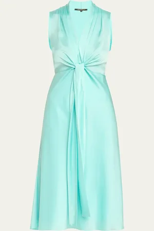 Kobi Halperin Jane Sleeveless Crossover Sateen Midi Dress