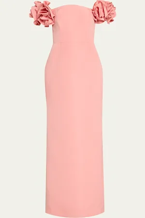 Carolina Herrera Off-Shoulder Flower Column Gown