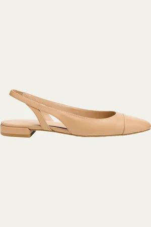 Stuart Weitzman Sleek Leather Slingback Ballerina Flats