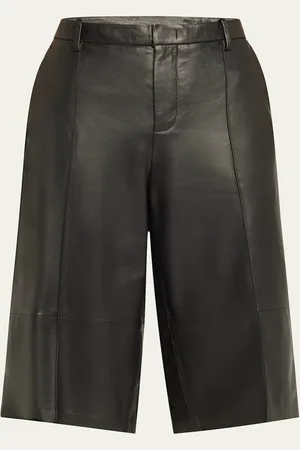 Vince Mid-Rise Long Leather Shorts