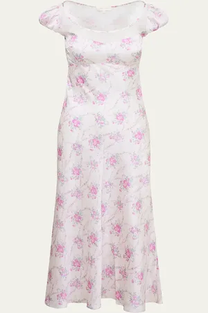 LOVESHACKFANCY Joelette Floral Puff-Sleeve Dress