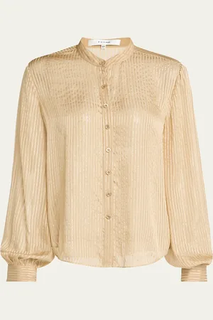Frame Stripe Button-Front Blouse