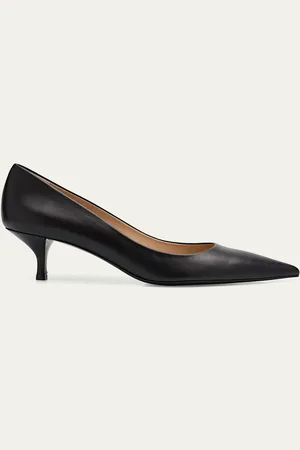 Stuart Weitzman Stuart Leather Kitten-Heel Pumps