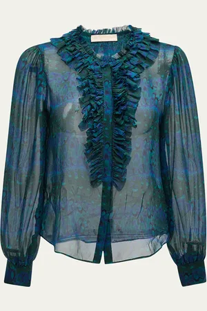 ULLA JOHNSON Clio Sheer Ruffle Blouse