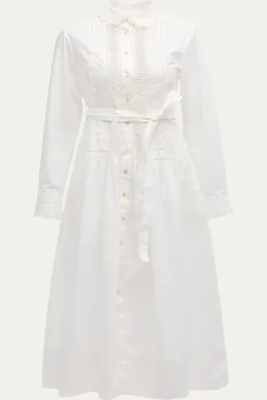 ULLA JOHNSON Ariane Embroidered Long-Sleeve Shirtdress