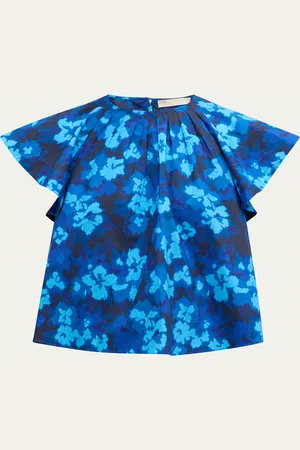 ULLA JOHNSON Rumi Floral Flutter-Sleeve Top