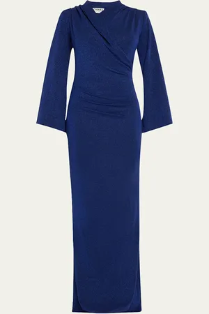 CHIARA BONI Stena Shimmer Draped Column Gown